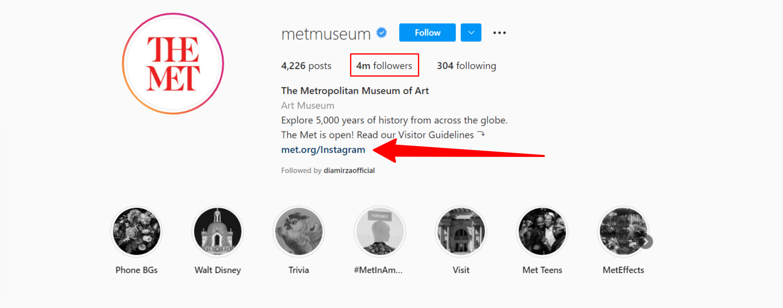 Metmuseum Instagram profile