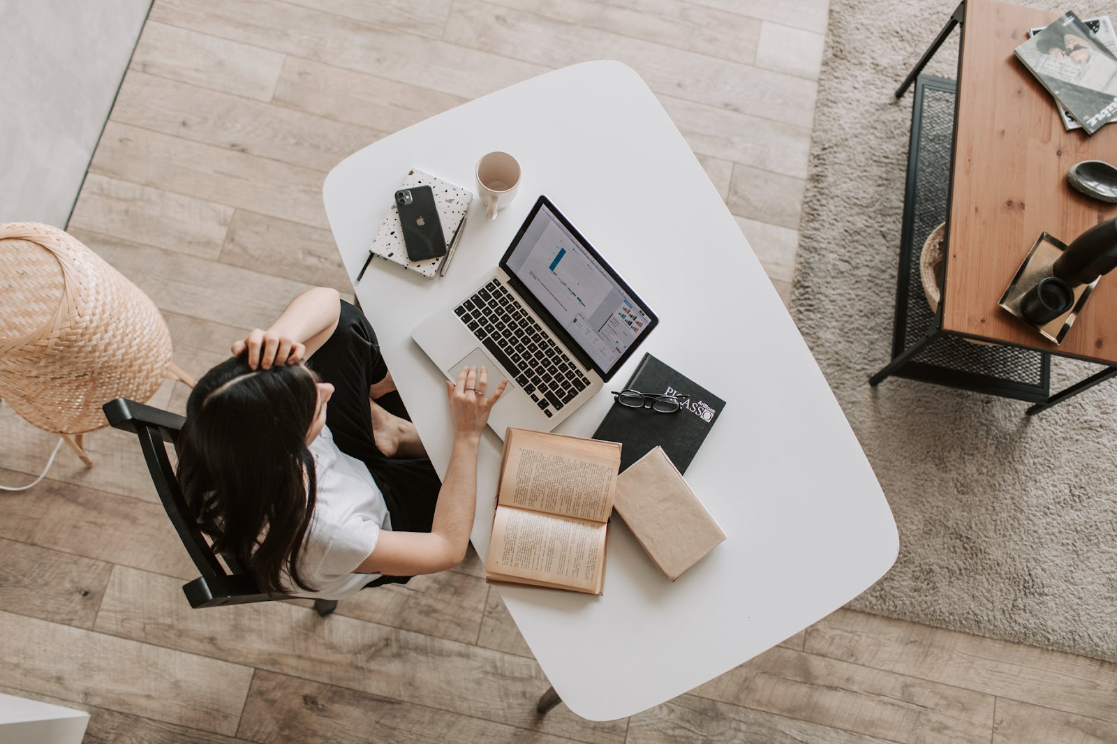 Women using Laptop at table