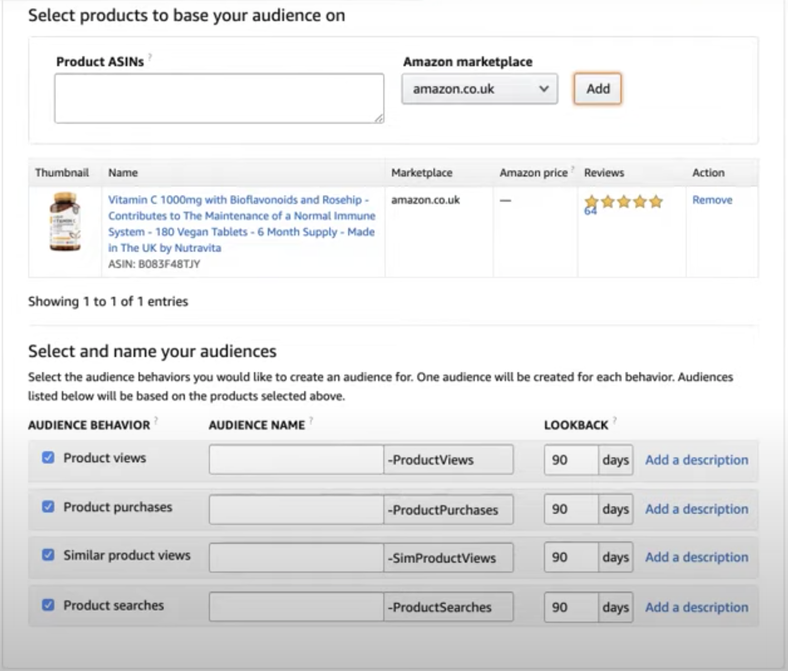 ASIN product targeting
