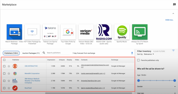 DV360 marketplace