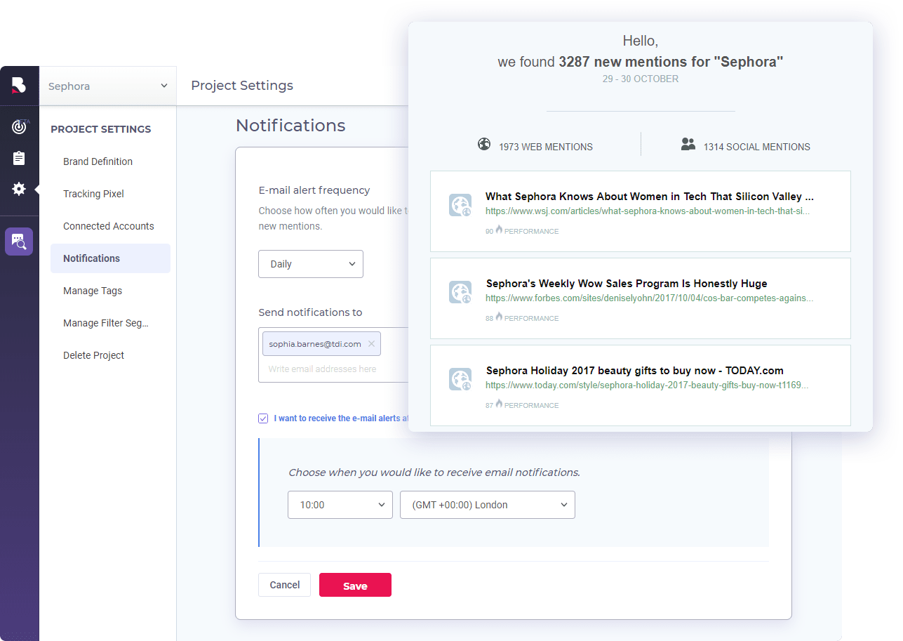 Brand Mentions campaign settings