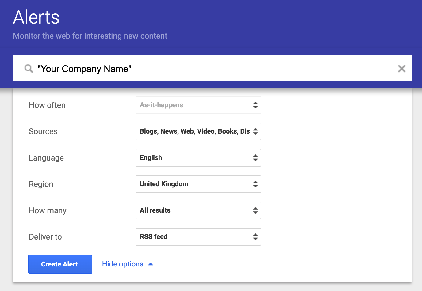 Best digital PR tools and software: Google Alerts