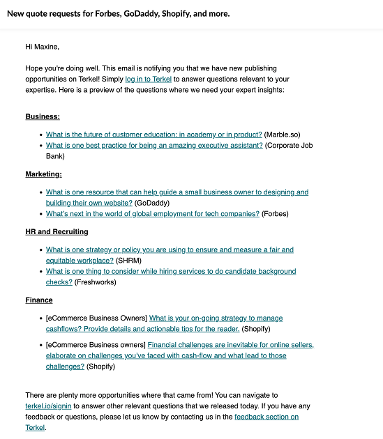 Terkel's email