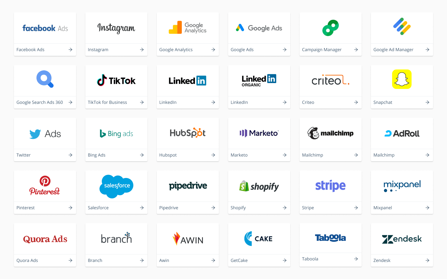 Improvado data sources