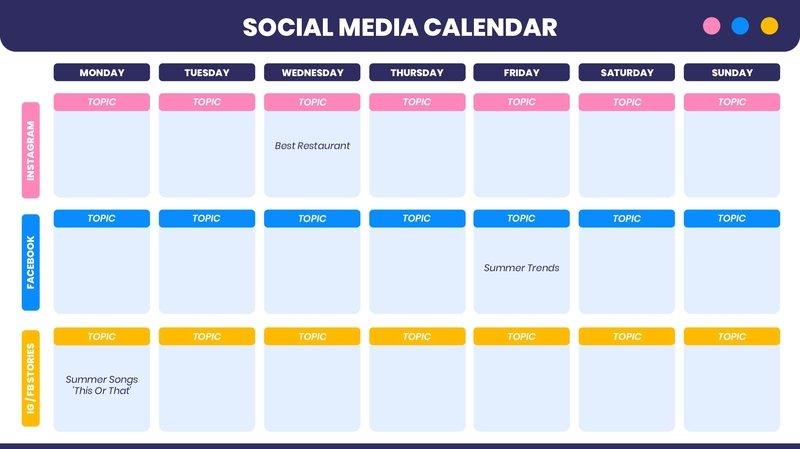 Social media calendar