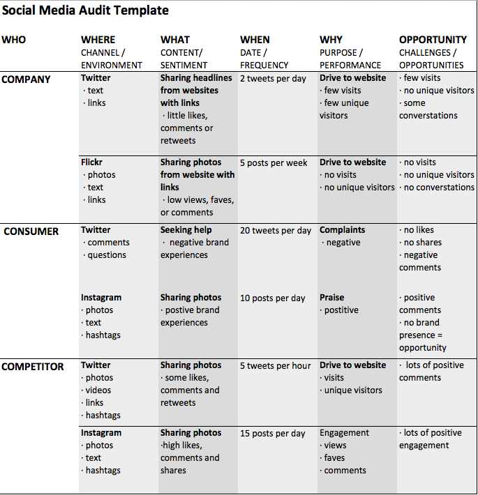 Social media audit template