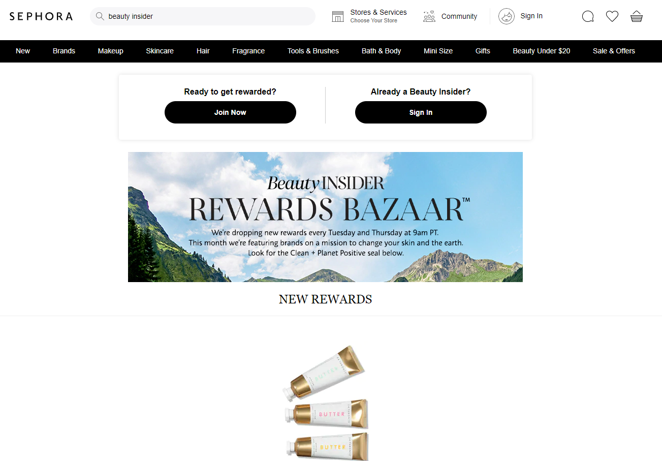 Sephora main page