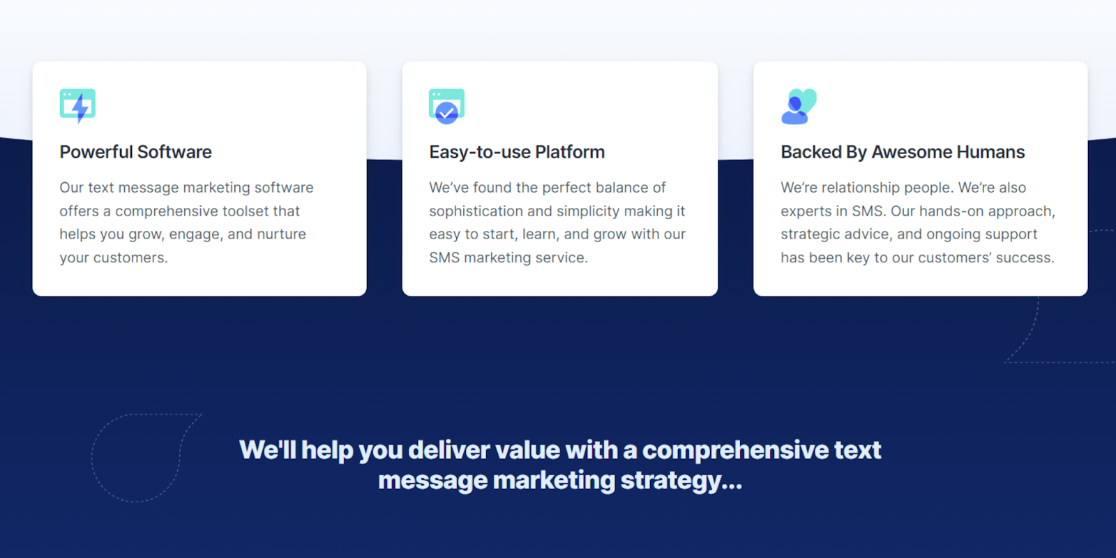 SlickText website page with text describing the benefits of the platform.