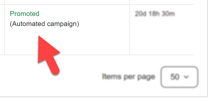 eBay Ads listing tool table