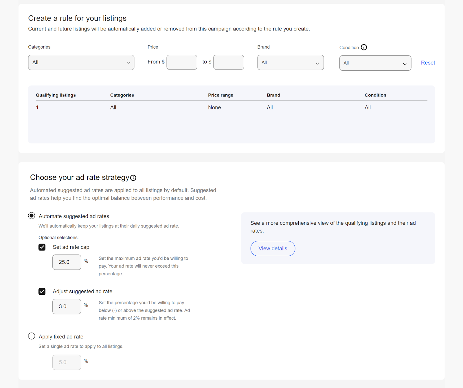 eBay Ads listing rules