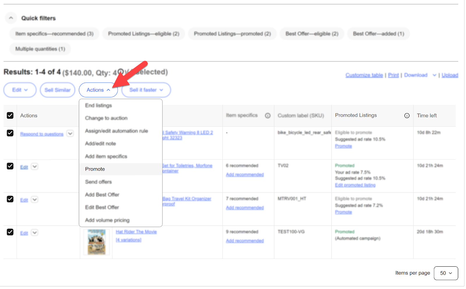 Advanced listing tools