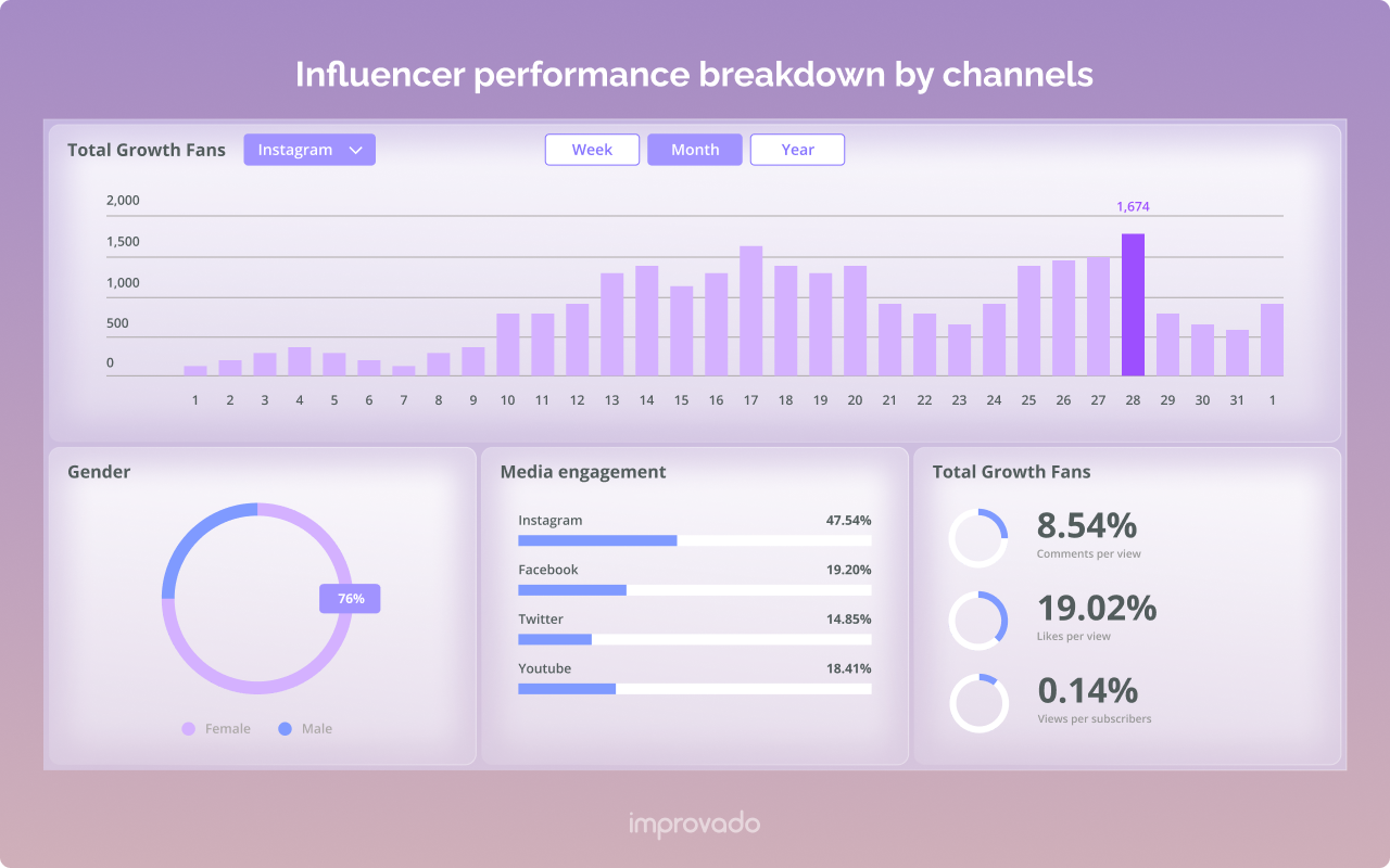 Analyzing Influencer marketing performance by different channels