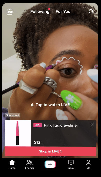 An example of TikTok LIVE Shopping Ads