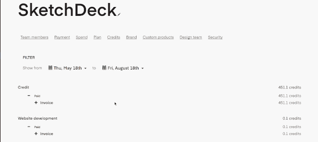 SketchDeck billing summary gif