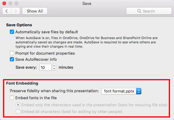 locate fonts in ppt for mac