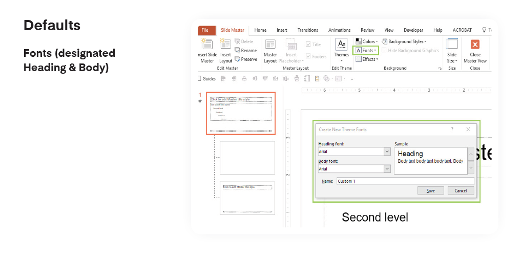 setting up PowerPoint default fonts