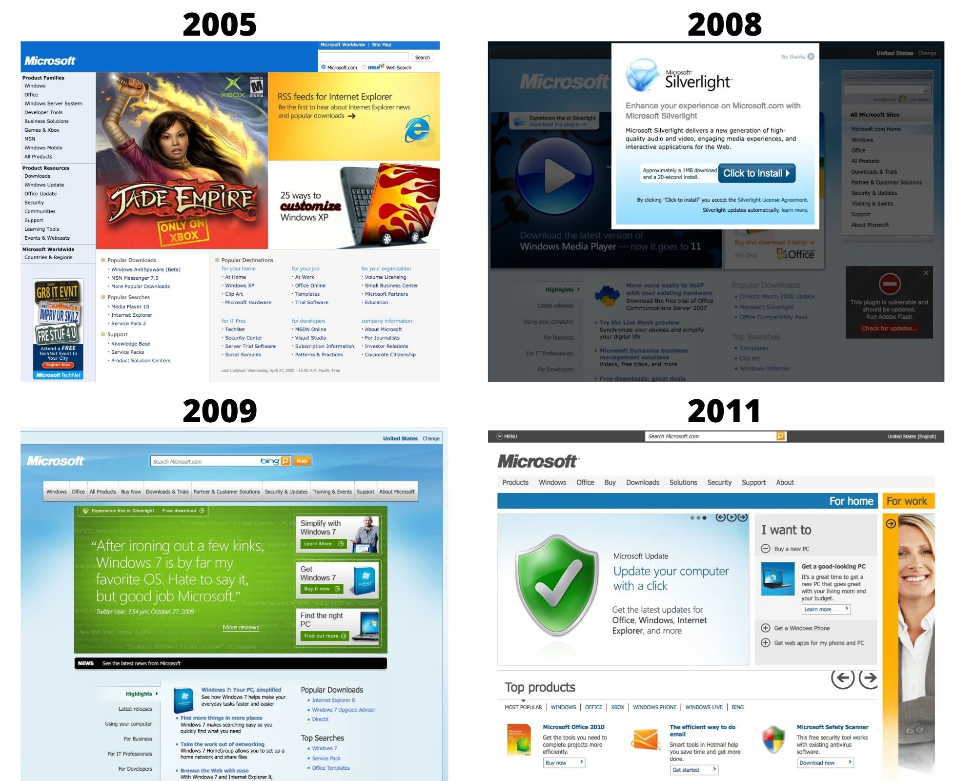 Microsoft design 2005 to 2011