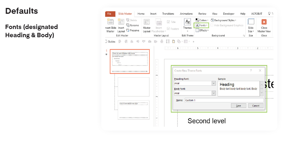 setting up PPT defaults