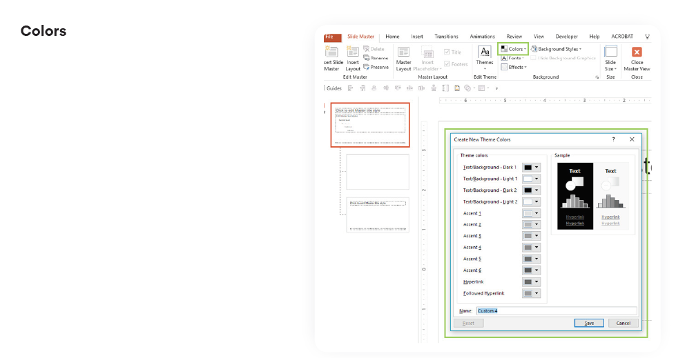 setting up ppt colors