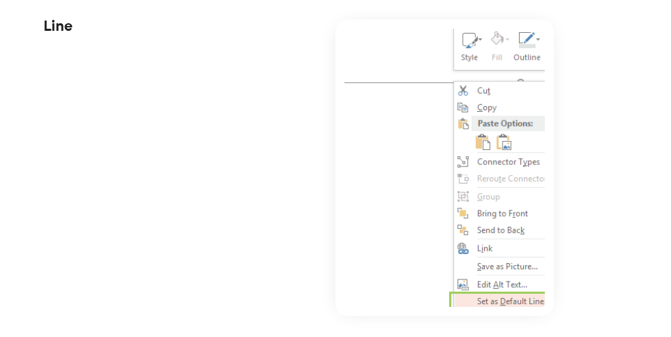 setting default line ppt