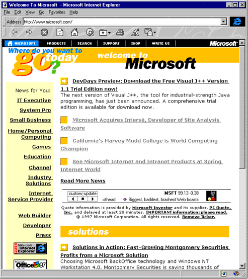microsoft's website 1997