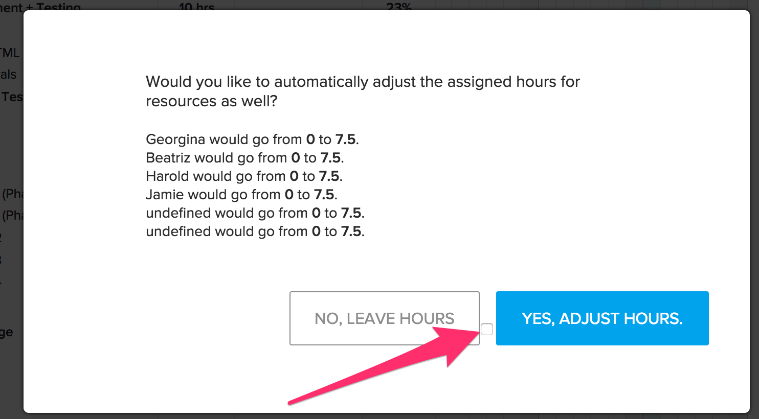 Adjusting hours on a task after assigning it to a user in TeamGantt