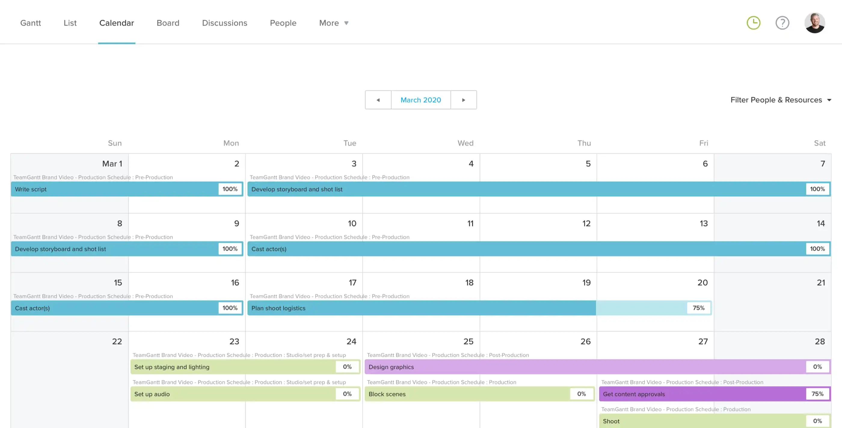 Free Video Production Schedule Templates | TeamGantt