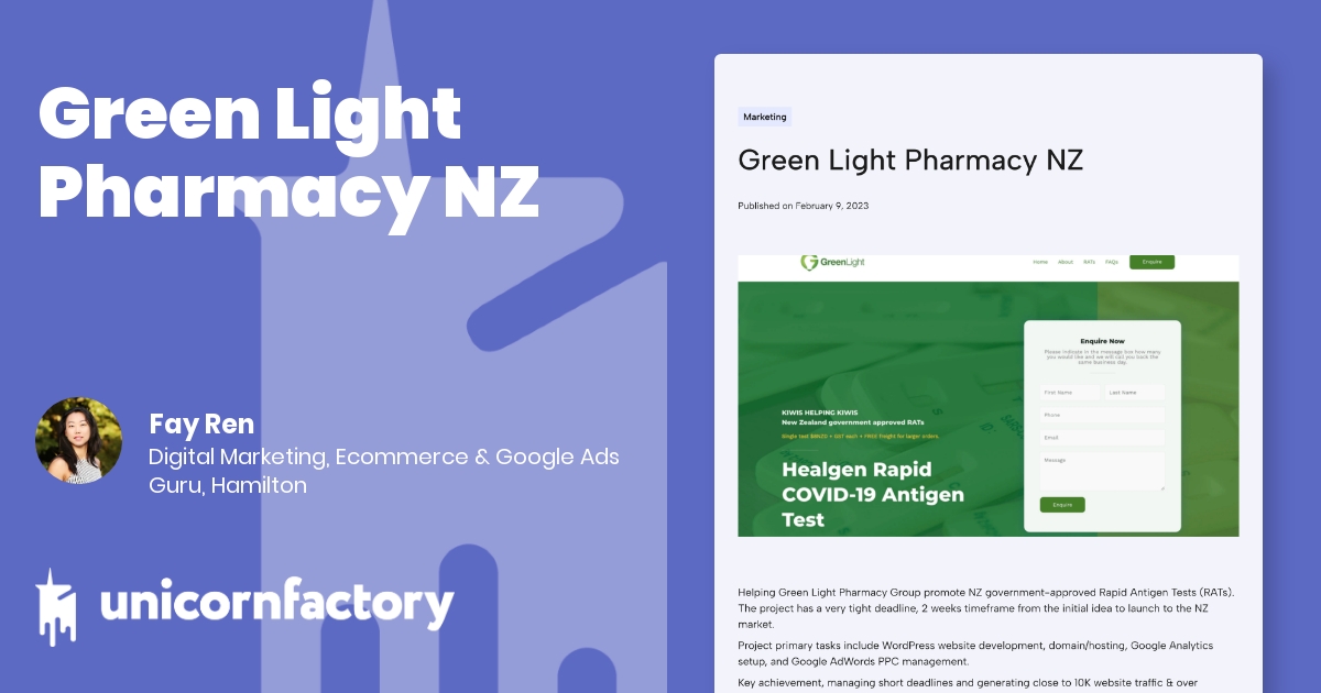 Green Light Pharmacy NZ Case Study Fay Ren Digital Marketing