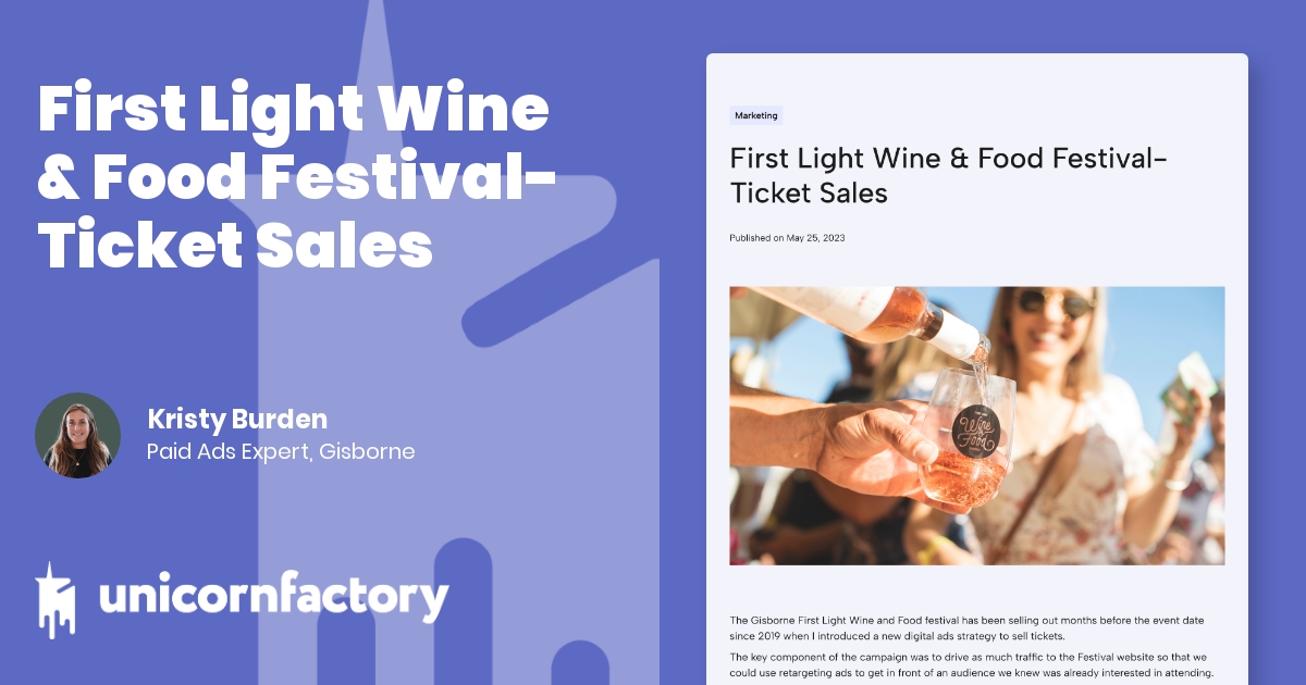 First Light Wine & Food Festival Ticket Sales Case Study Kristy