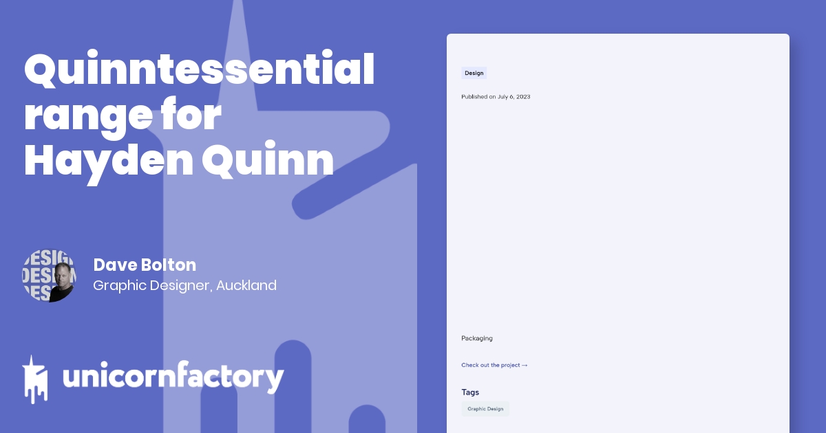 Quinntessential range for Hayden Quinn Case Study Dave Bolton