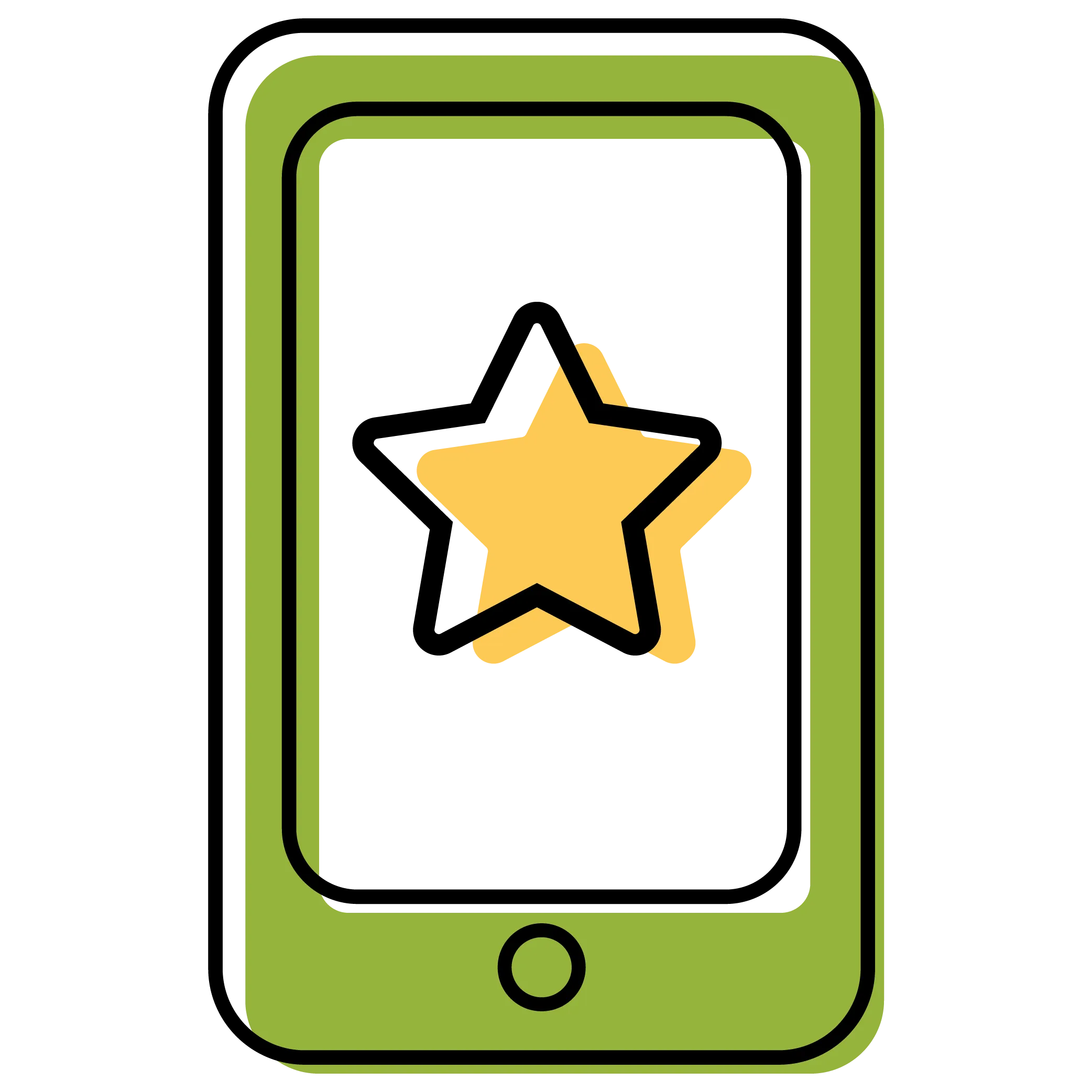 Icon of a smart phone with a star on the screen