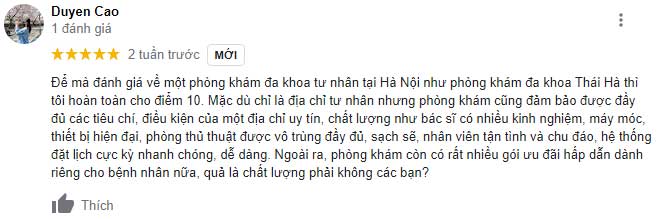 Đánh giá phòng khám đa khoa Thái Hà