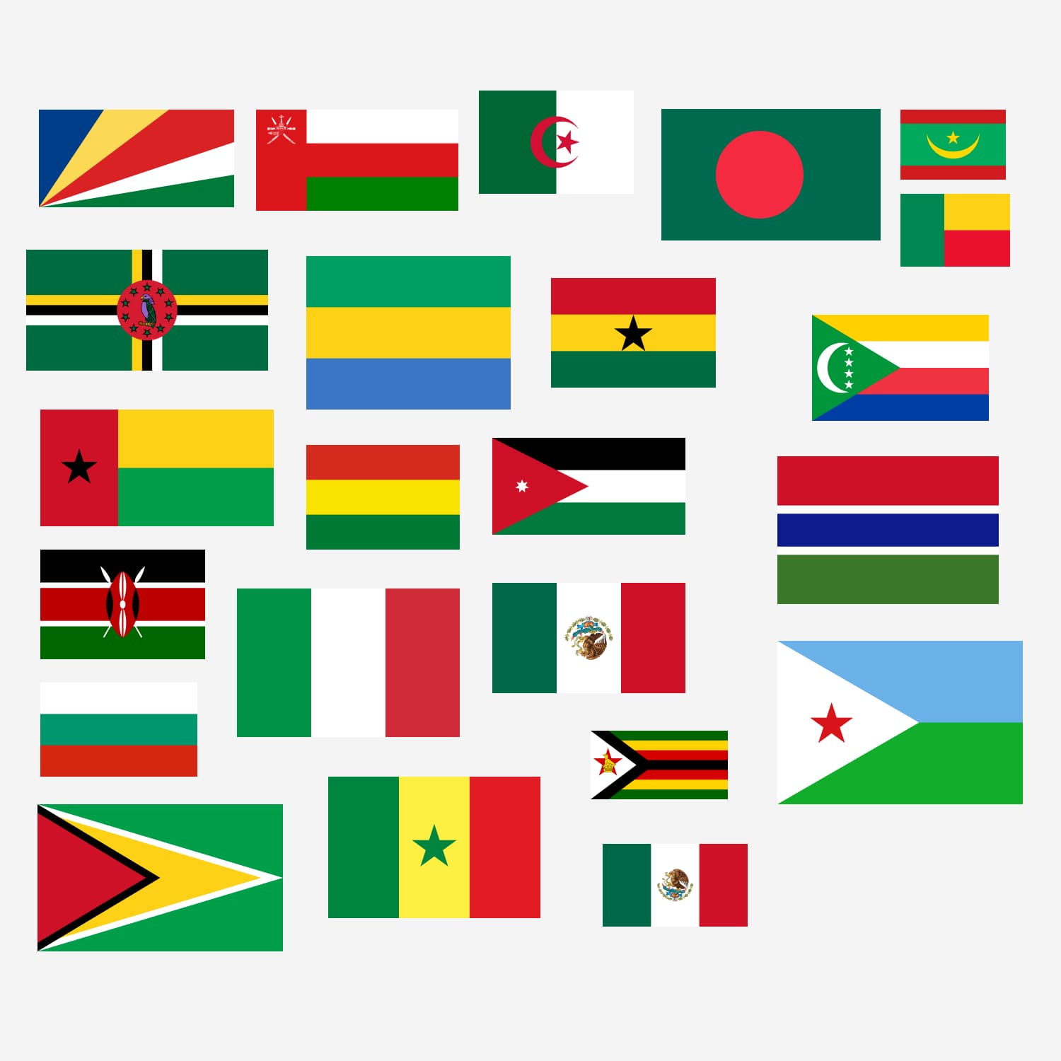 Flags With A Green Background Flags With A Green Background