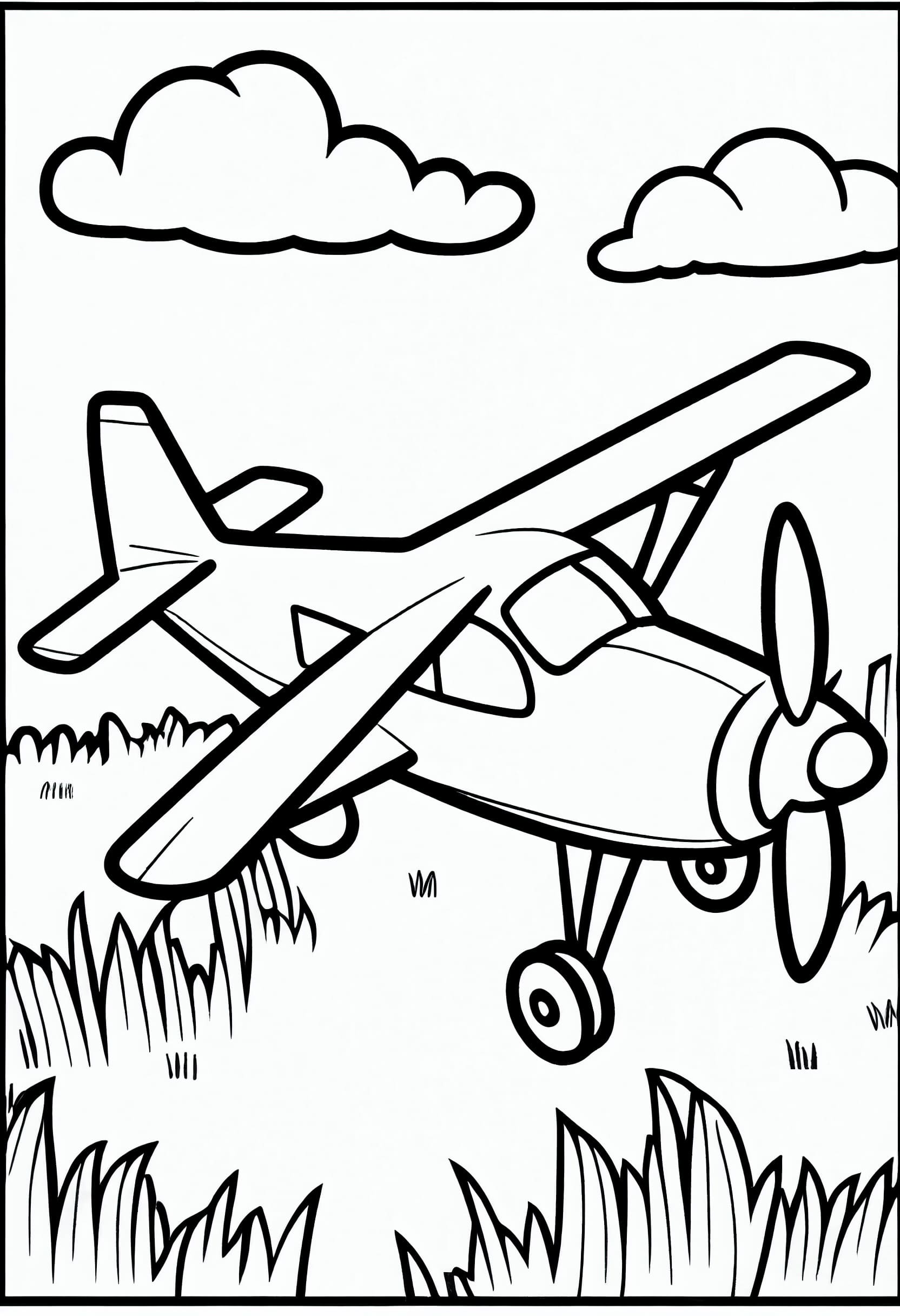 Airplane Black And White Coloring