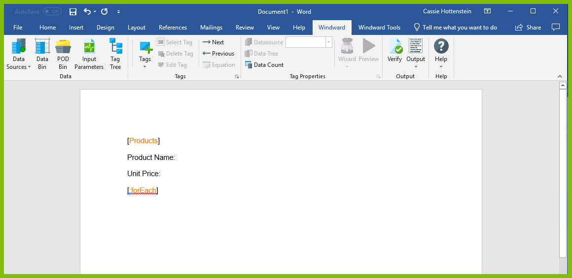 SQL Data in a Word Template