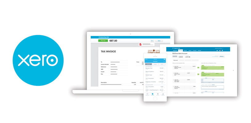 xero logo and xero conversion screen mockups of various devices