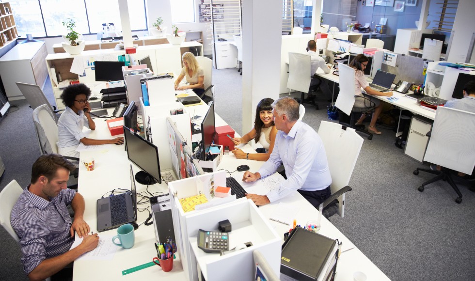 full office of people working