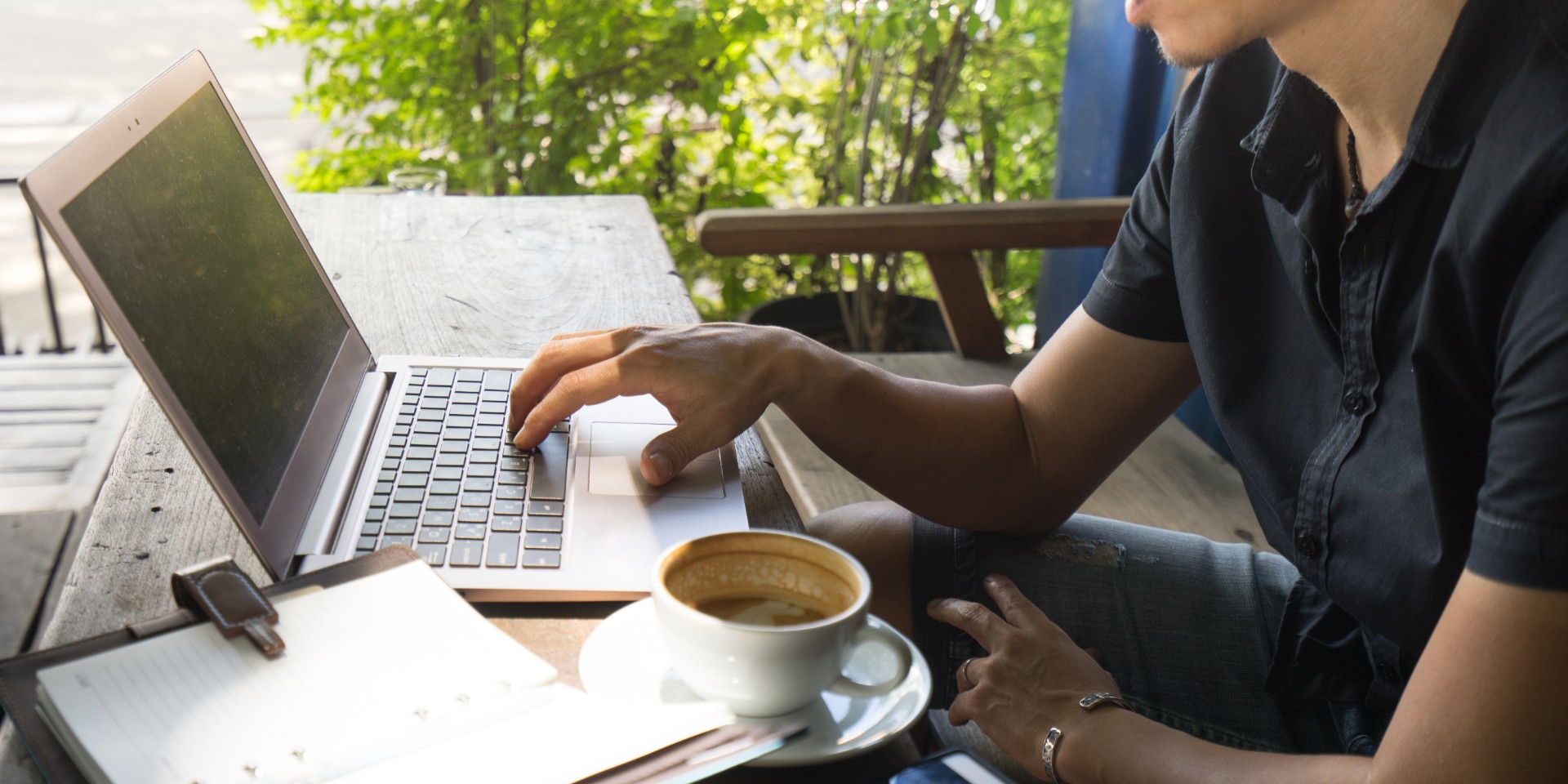 sole trader working in garden