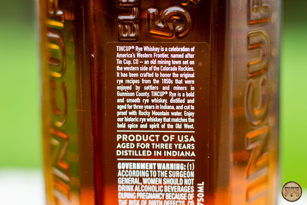 Tincup Straight Rye Review Breaking Bourbon