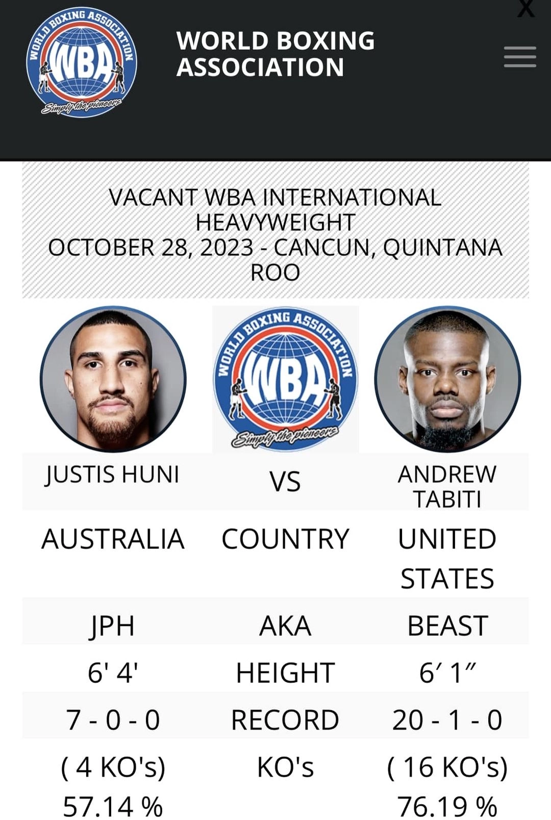Justis Huni vs Andrew Tabiti Top Heavyweight Boxing Justis Huni vs Andrew Tabiti Top Heavyweight Boxing