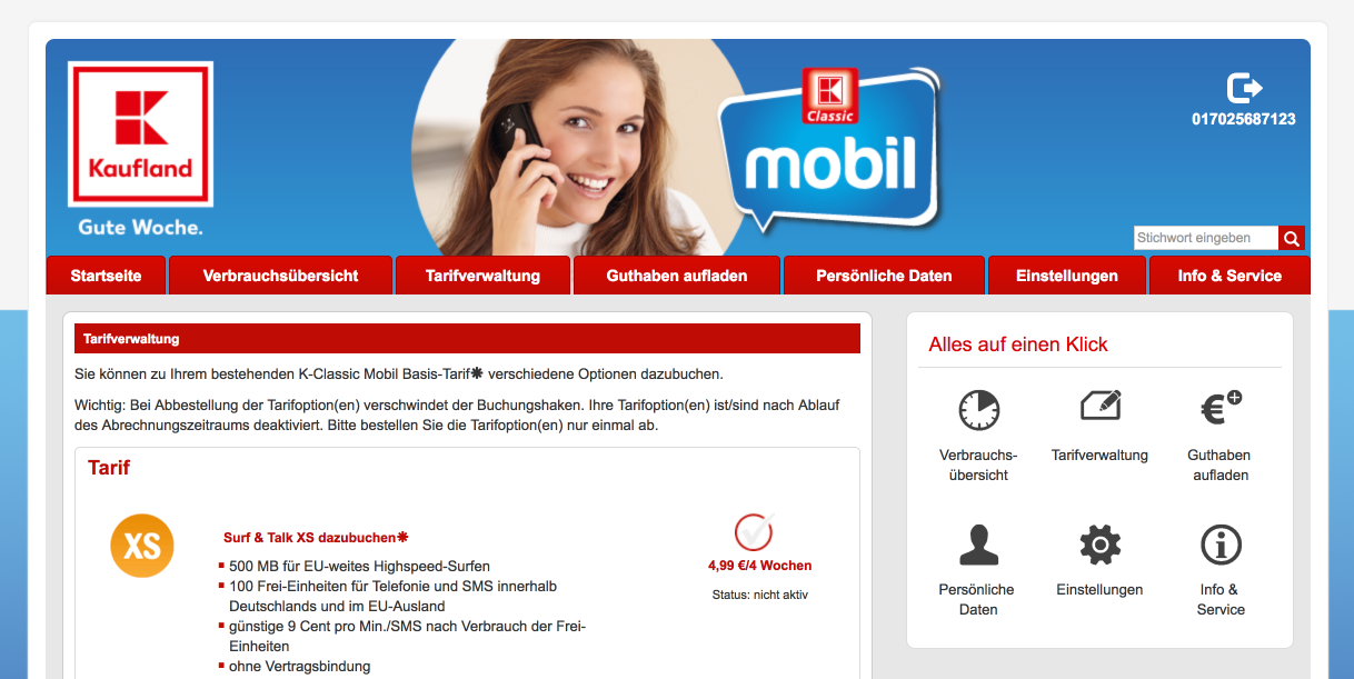 Die getestete Version des Partnerportals für die Kaufland-Märkte