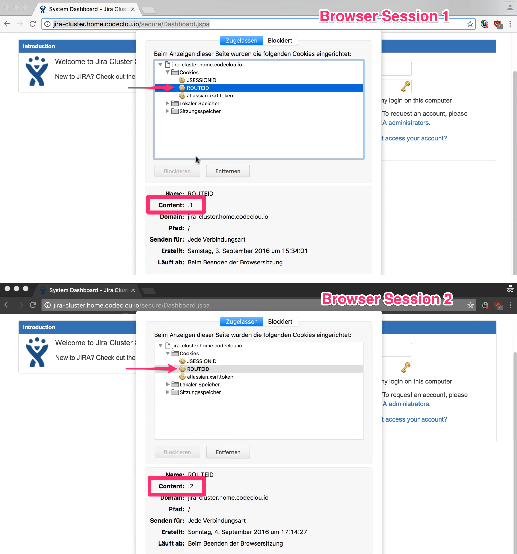 Sticky Session Cookie binding Sessions to JIRA Nodes