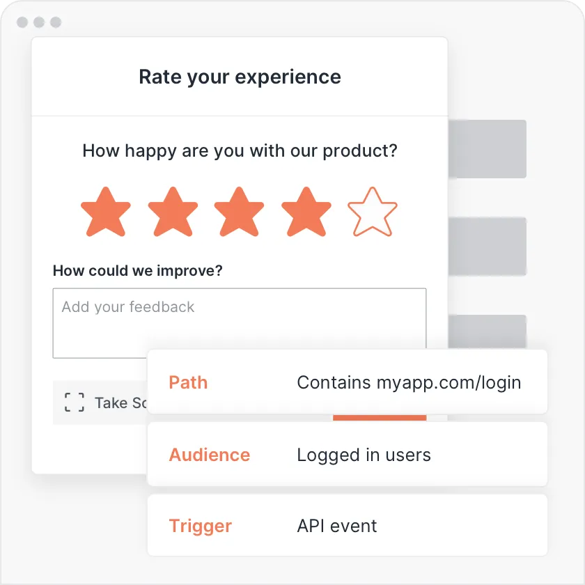 Short customer feedback surveys for websites, in-app and email