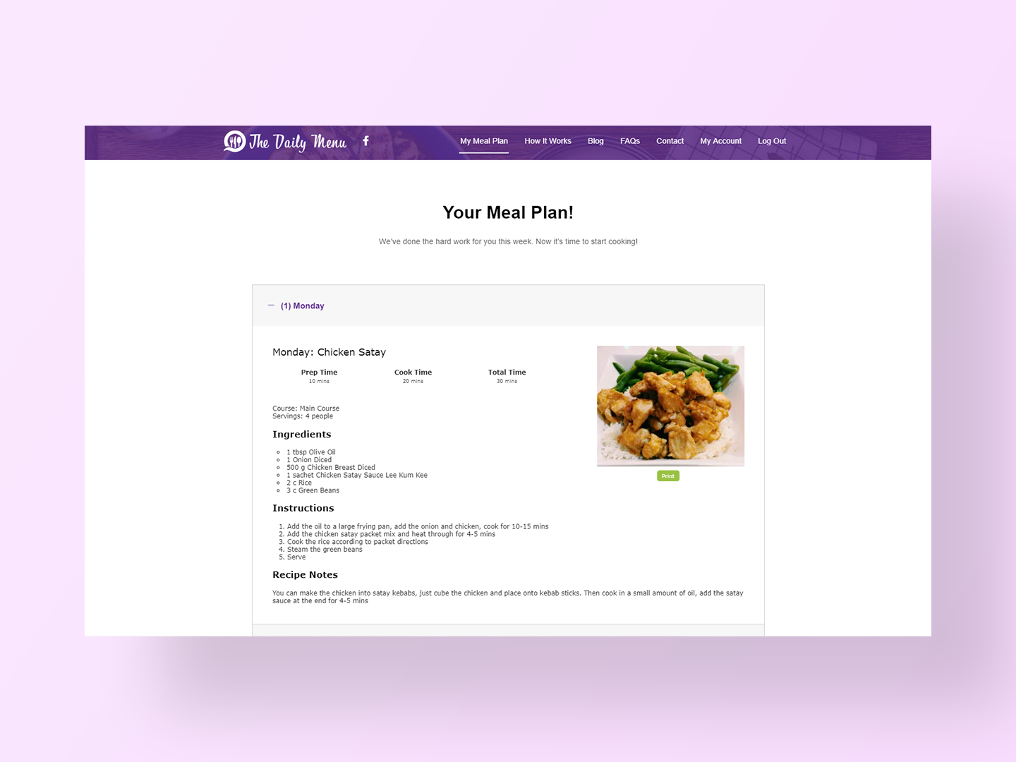The Daily Menu's Meal Plan