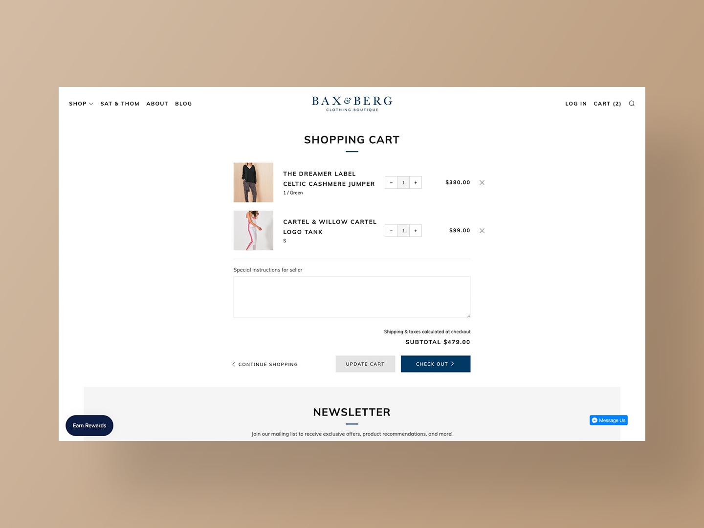 Bax & Berg Shopping Cart Design