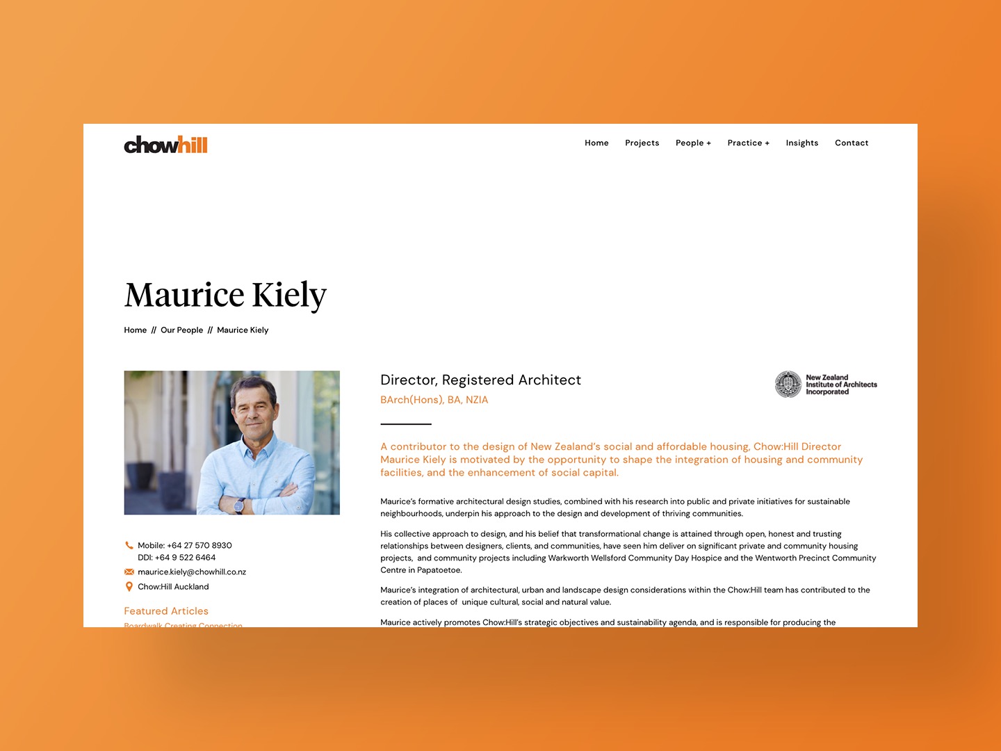 Chow:Hill Architects new website people page