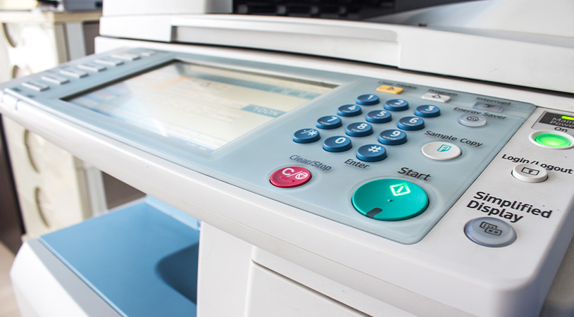 close up of printer screen