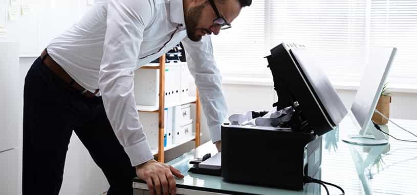 Jammed paper printer