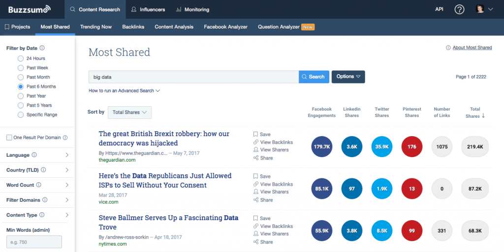 buzzsumo screenshot