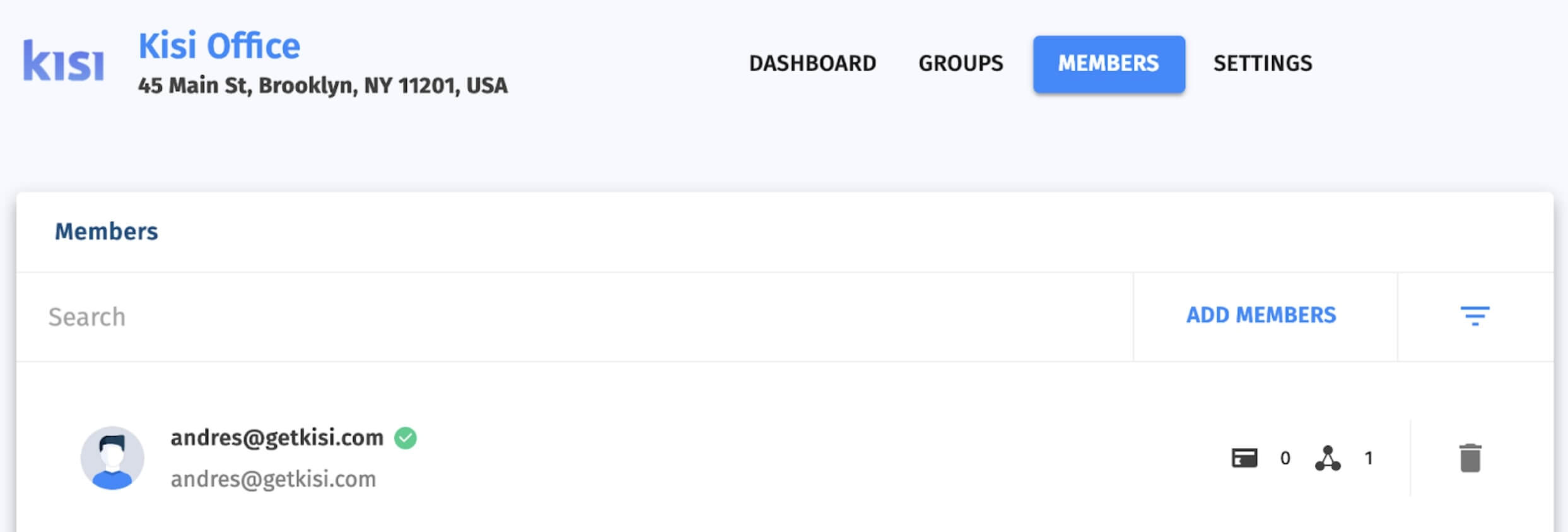 Kisi Access Management Dashboard
